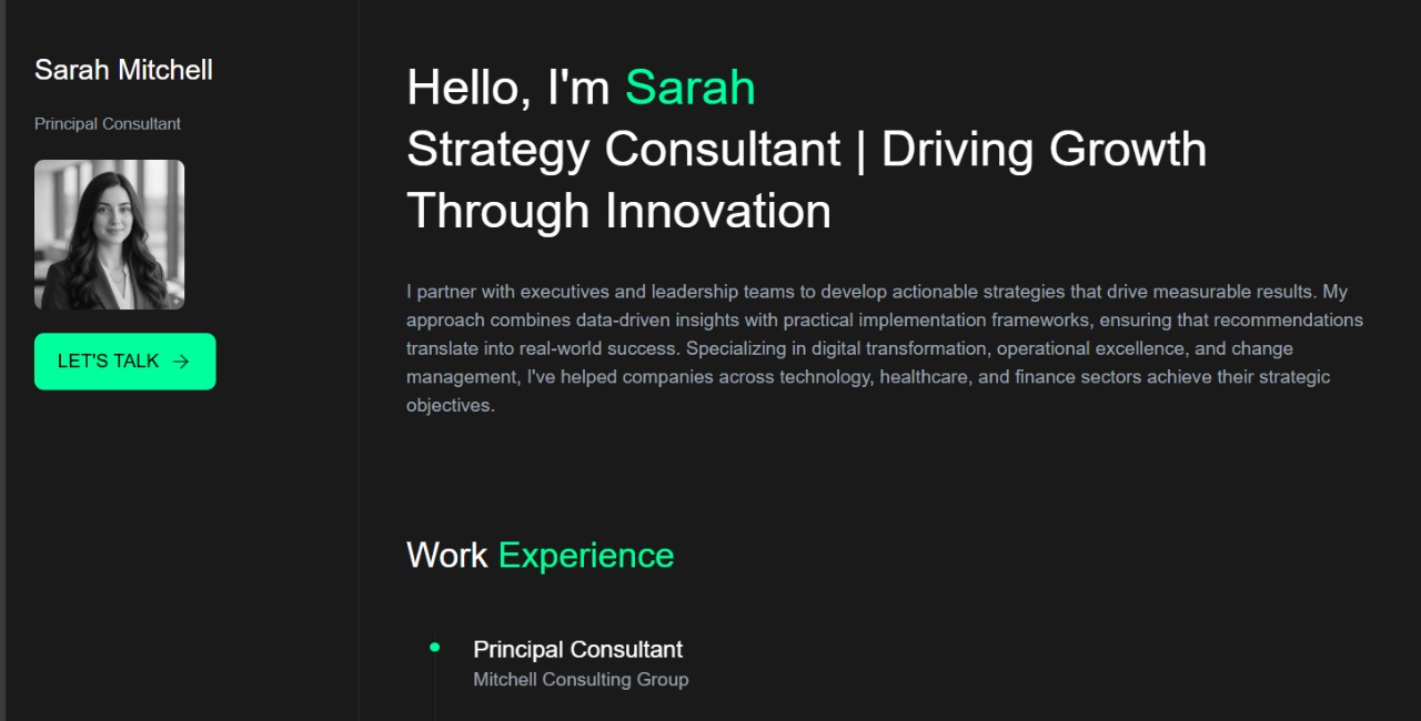 Screenshot of Senior Executive template